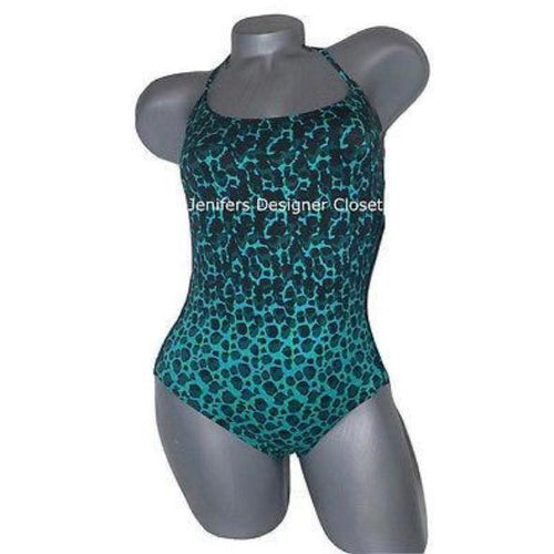 MARC JACOBS swimsuit M leopard high-end 1PC animal print green halter