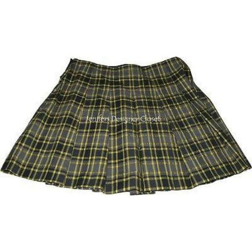 THEORY 8 pleated mini skirt $295 yellow charcoal plaid designer