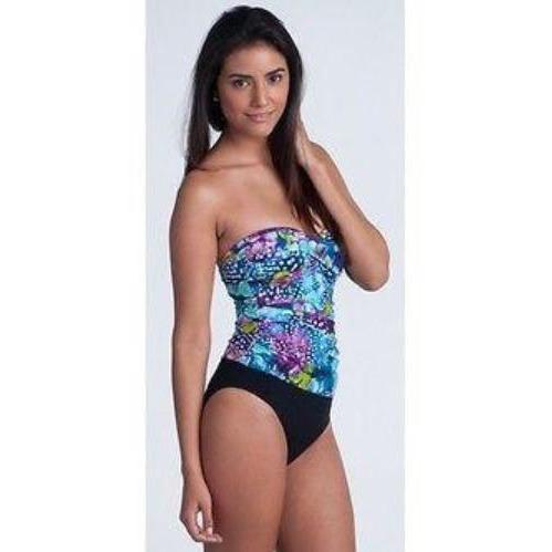 GOTTEX swimsuit 8 draped shirred bandeau tummy control slimming