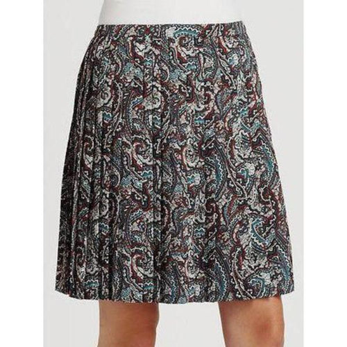 LA VIA 18 Lavia 44 pleated paisley skirt above knee multi color Italy $385