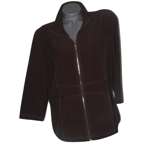 CHICOS Weekends 2 L 12 zip jacket lightweight zenergy fabric  Lilly cocoa