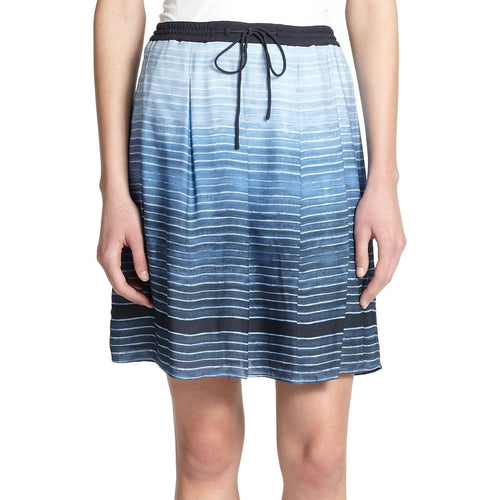 VINCE XL skirt Ombre SILK in French Blue $275 striped mini pleated lined