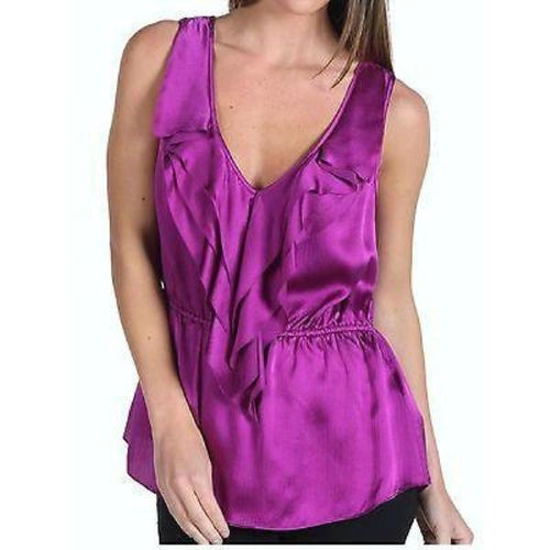 REBECCA TAYLOR silk ruffled top 4 designer sleeveless shirt $250