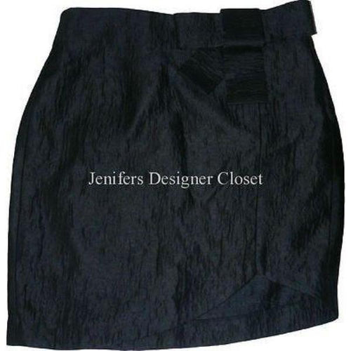POLECI high-end designer skirt with wide bow at waist 10 black sheen career