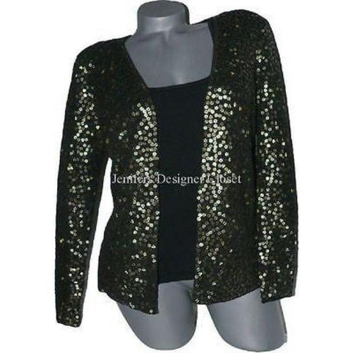 CARMEN MARC VALVO sequin sweater twin-set evening holiday cocktail party