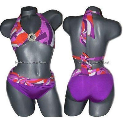 TRINA TURK  2 XS halter bikini swimsuit purple orange