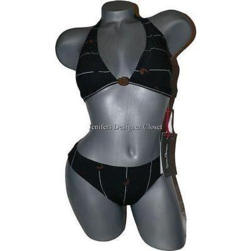 GIDEON OBERSON 8 M halter bikini swimsuit swirls black