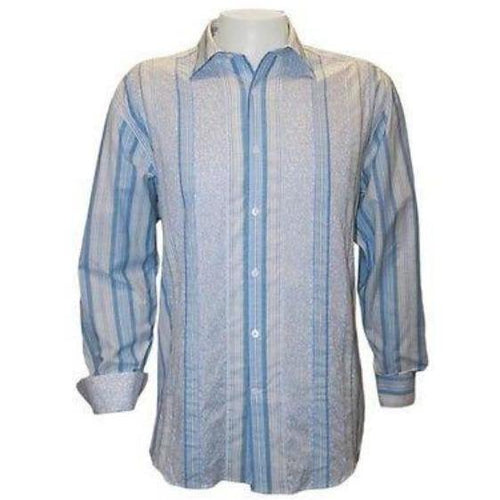 NAT NAST long sleeve shirt M striped men's blue $185 contrast cuffs cotton