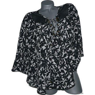 LaROK Shabbona S XS tunic top Kimono sleeve bat wing chiffon light airy
