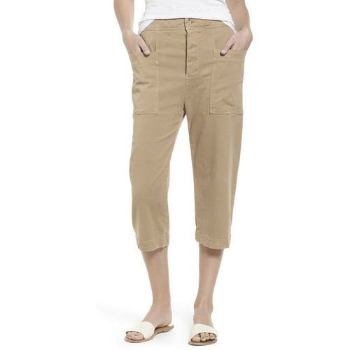 JAMES PERSE 27 4 cropped cargo pants tan khaki soft cotton twill comfy