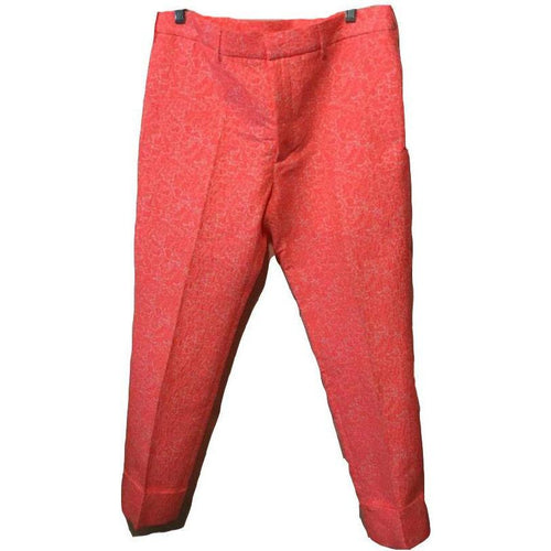 JIL SANDER pants neon pink-orange jacquard 48 Italy ankle crop cuffed luxury