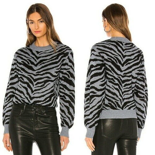 REBECCA MINKOFF S Jax zebra Intarsia sweater soft warm luxury pullover