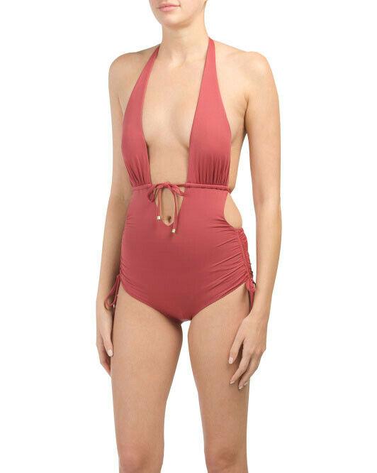 TORI PRAVER XS lace-up back maillot One Piece swimsuit teal