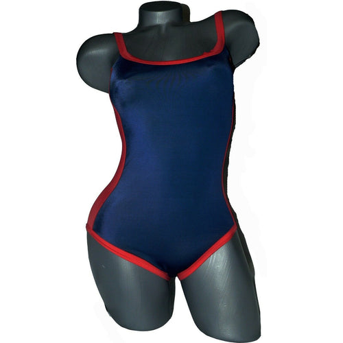 MARC JACOBS S swimsuit zipper back $151 blue red tank maillot  One-piece