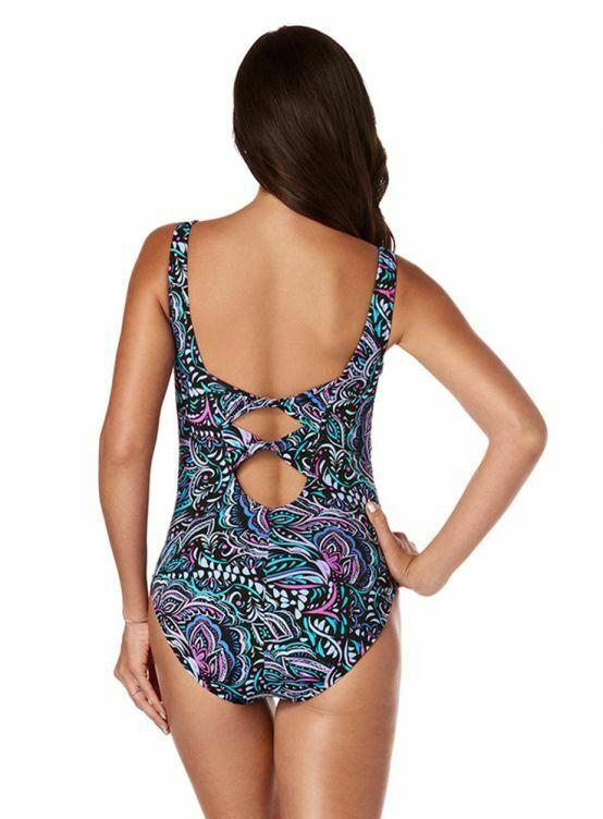 MAGICSUIT MIRACLESUIT 10 swimsuit slimming ruched one piece gypsy pres –  Jenifers Designer Closet