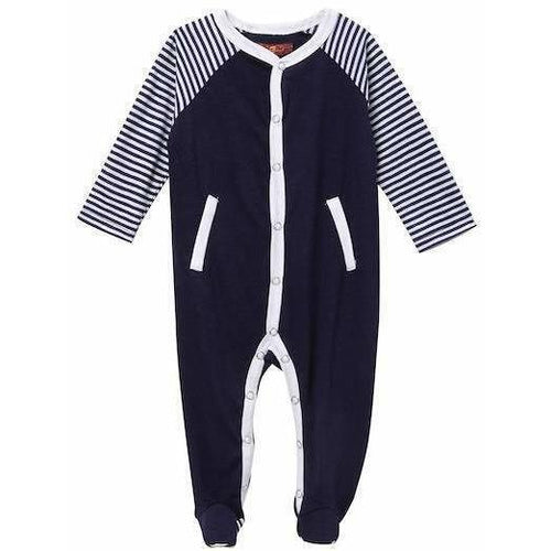 7 For All Mankind 6-9 mo infant baby one pc footie footed outfit snap navy