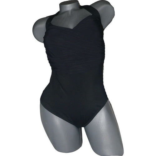 GOTTEX 6 black slimming One Piece swimsuit $158 surplice draped ruched