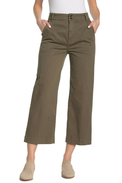 FRAME denim 24 army green pants slacks trousers cropped cotton wide leg $195