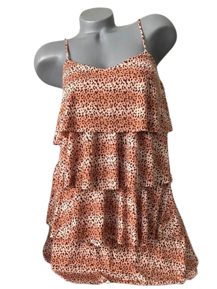 SOFIA by VIX M swimsuit cover-up dress feline animal leopard print tiered