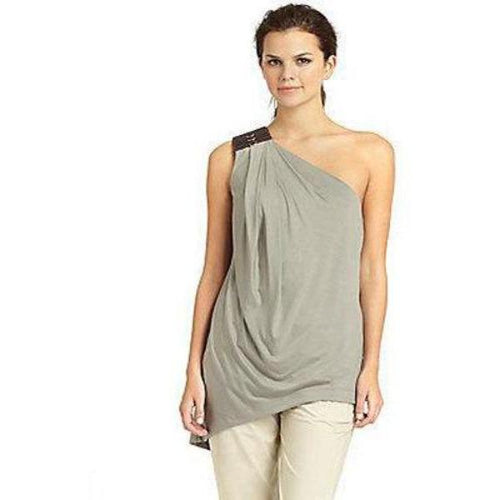 KAUFMANFRANCO one shoulder asymmetric top with leather $795 twine jersey