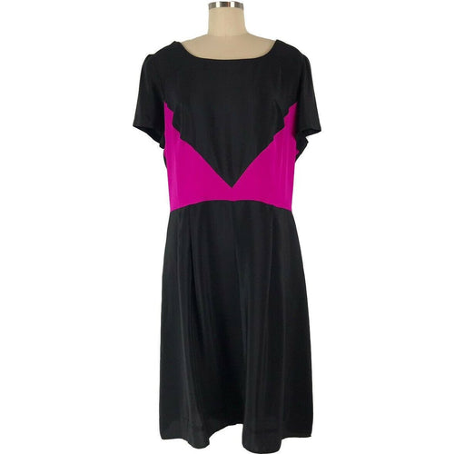 AMANDA UPRICHARD 20 plus-sized SILK dress black with hot pink insets