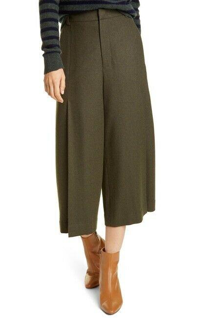 VINCE pleated 00 soft flannel culottes pants mineral pine army green