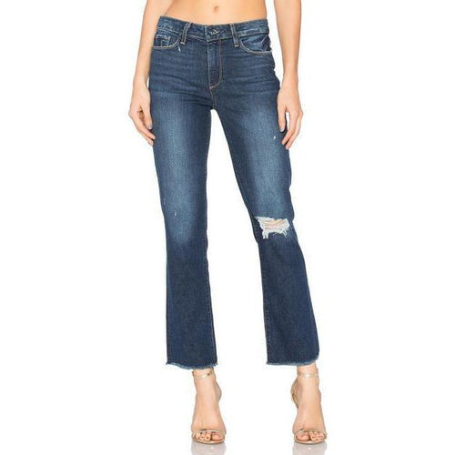 PAIGE denim jeans 29 Jacqueline Straight crop Domino destructed raw hem