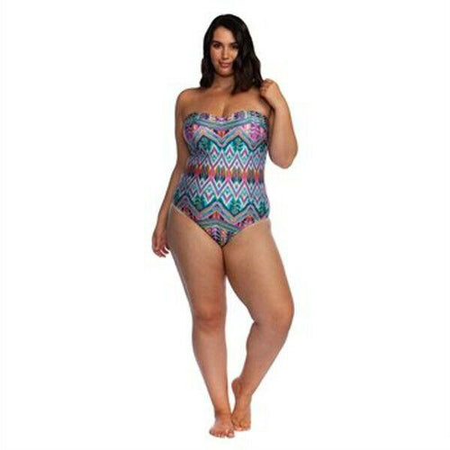 KENNETH COLE 3X Reaction One Piece Swimsuit brightly colored bandeau plus sized