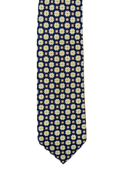 BRIONI men's necktie 3.7" handmade woven silk tie Italy designer navy