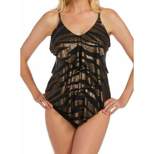 MIRACLESUIT Magicsuit 10 Shine On Rita Tankini Top metallic tiered handkerchief