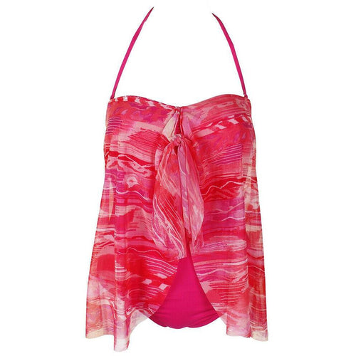 RALPH LAUREN Calypso flyaway one-piece swimsuit pink & coral mesh overlay