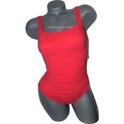 GOTTEX swimsuit 6 coral ruched sides tummy control slimming tank