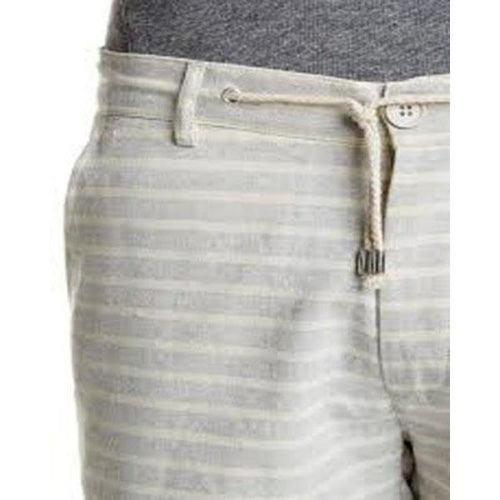 KINETIX men's shorts Medium striped gray cream cotton cuffed $128
