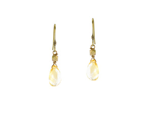 Yellow Stone Translucent Citrine Teardrop Earrings - Vintage Redefined