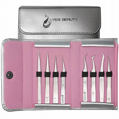 eight-piece lash extension tweezer kit