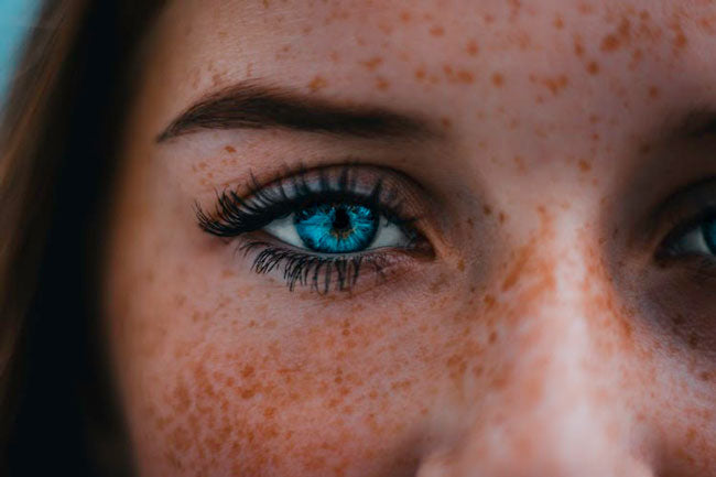 a woman’s eye and eyelashes close up