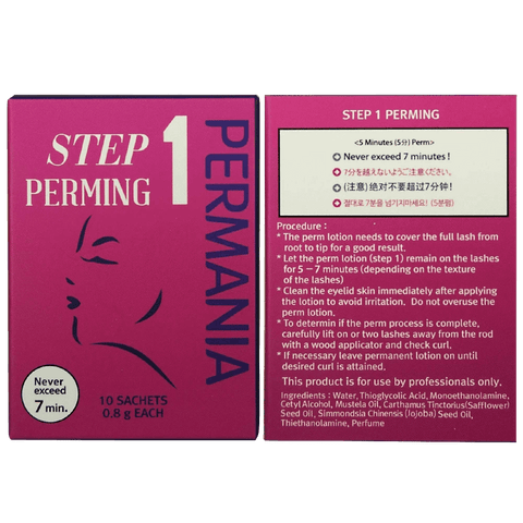 a pink packet of Permania perm solution