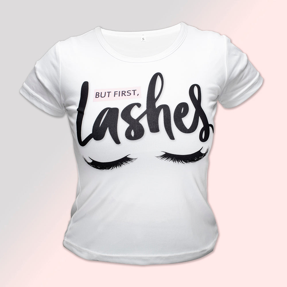 But First Lashes Quote Lash Tech Eyelash T-Shirt – Yegi Beauty
