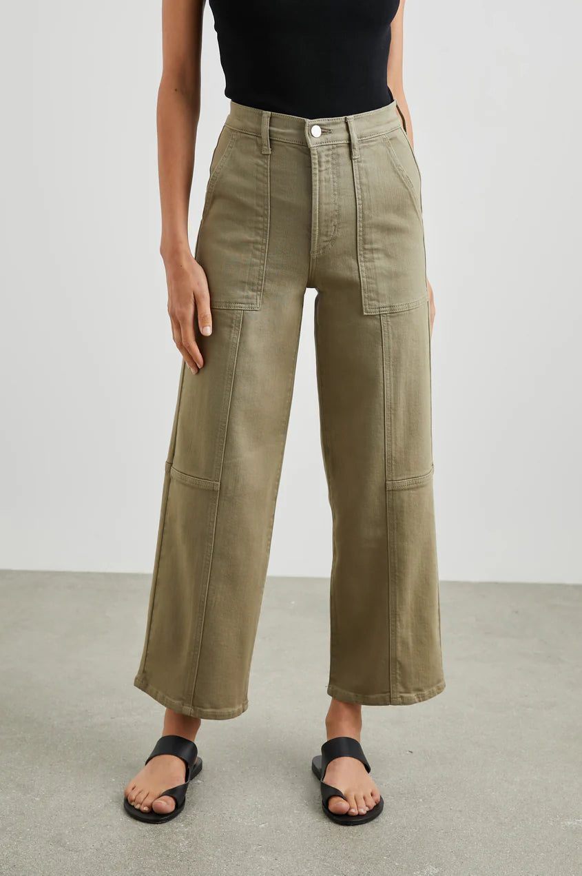 Getty crop utility wide leg - washed olive
