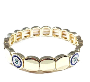 Tile bracelet - round evil eye gold