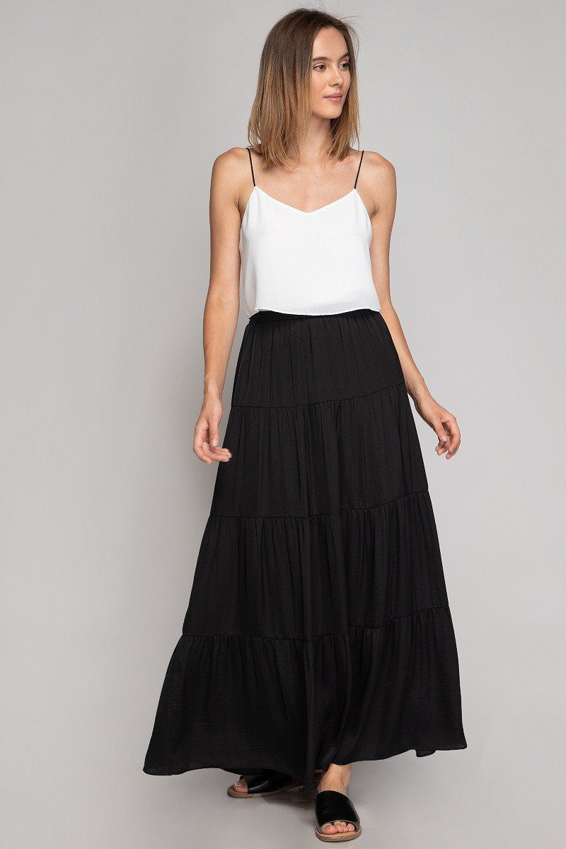 black peasant maxi skirt