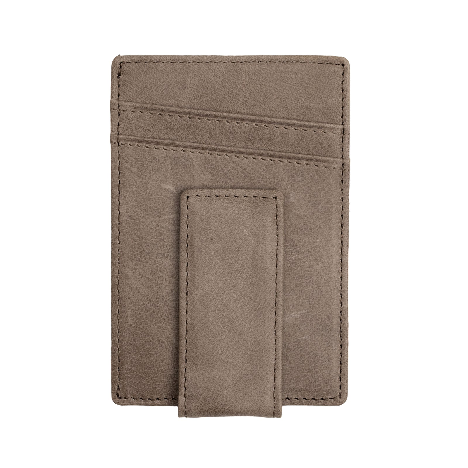 Leather Money Clip Wallet - Ostrich - Onyx Black