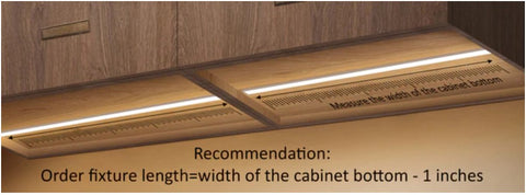 Under cabinet light fixtures length measurement instruction