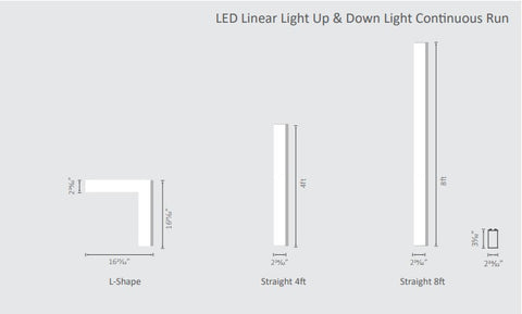 Shapes and dimensions of L8070 LED linear lights