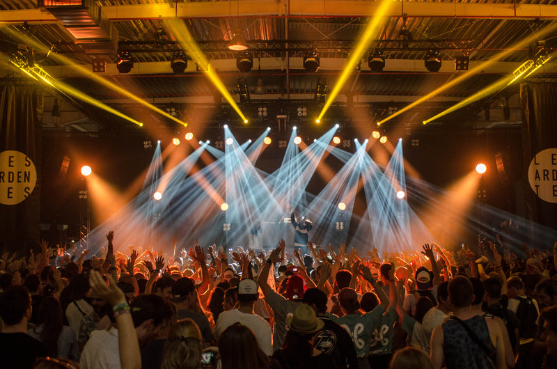 DMX controlled lighting show in a live concert.