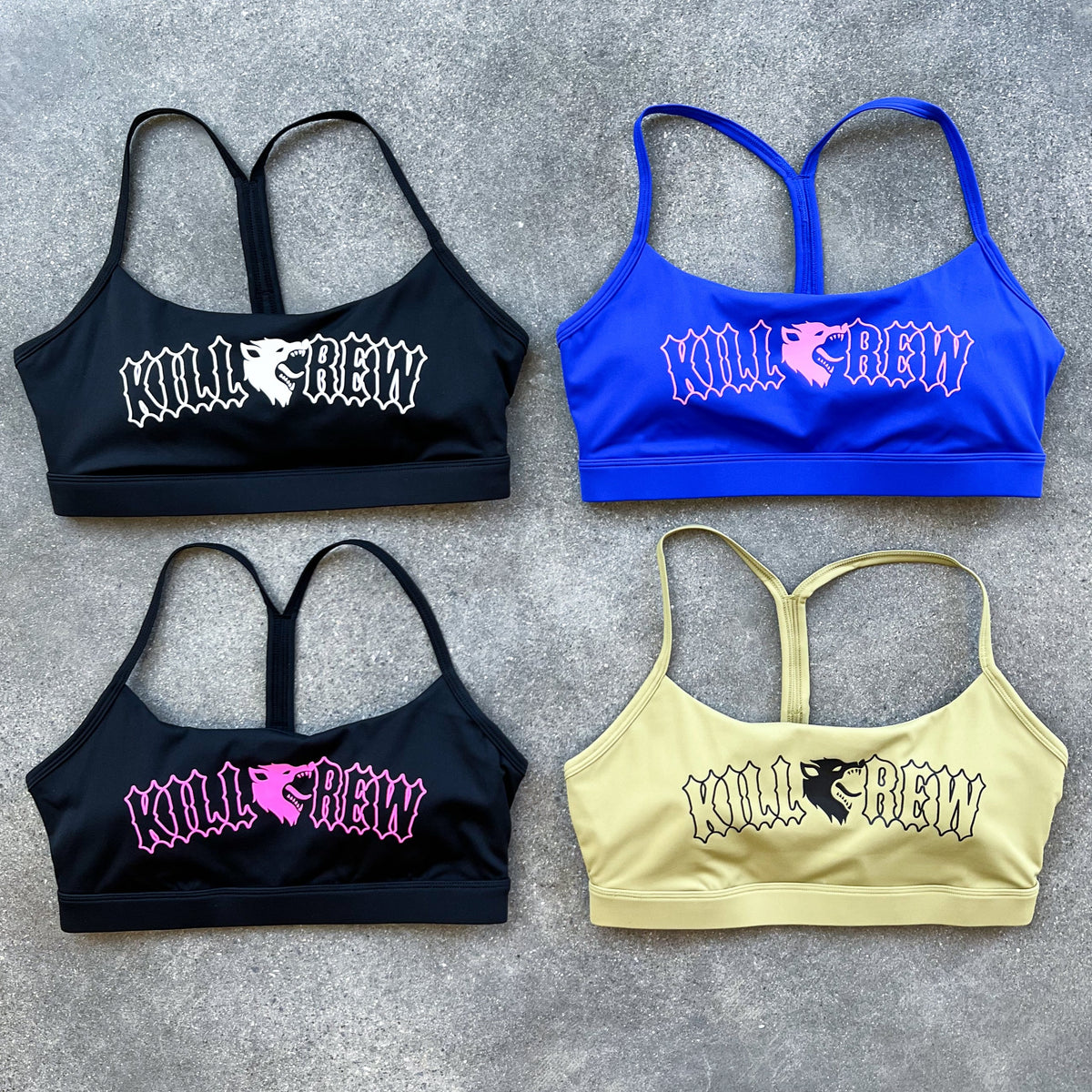 Kill Crew Women's Fighters Club Classic Strappy Sports Bra LC7 Red/White  Large