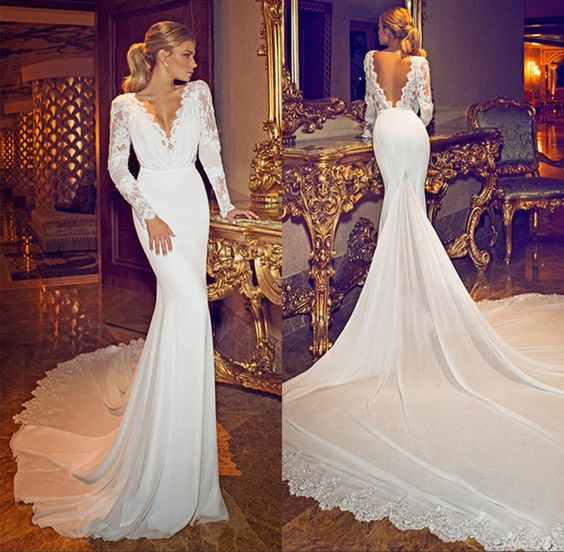 fishtail long sleeve wedding dress