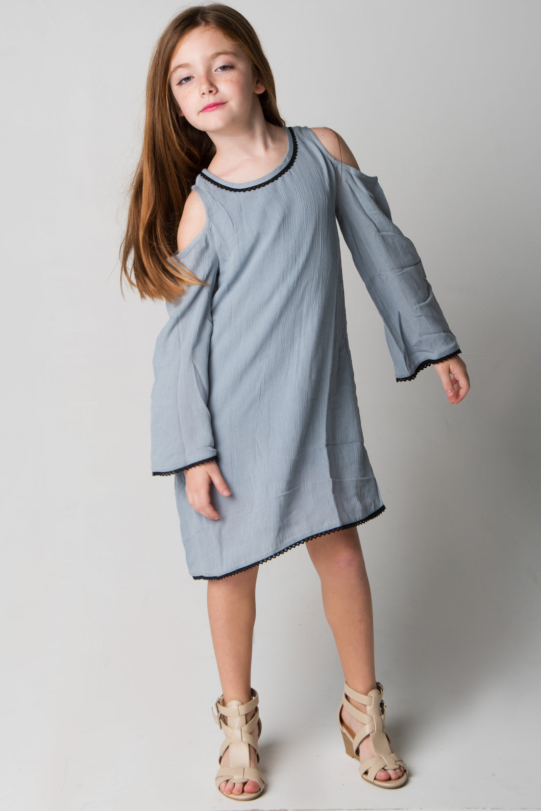 grey cold shoulder dress