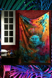 Tie Dye Celestial Sun Moon Tapestry