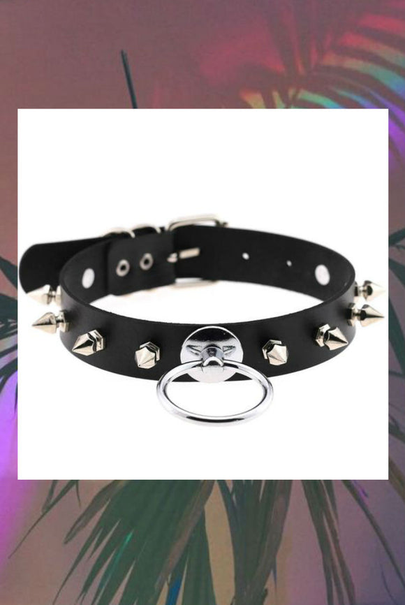 O Ring Spiked Choker